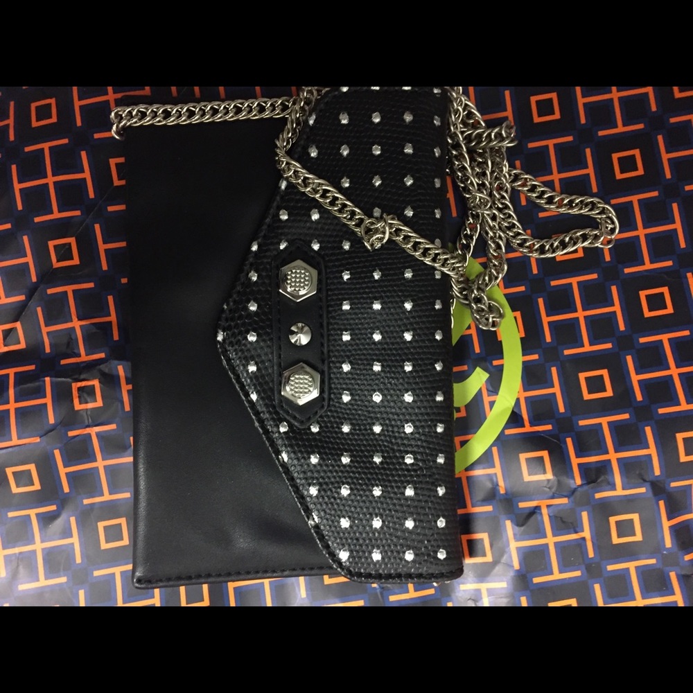 Neiman Marcus black stud wallet on chain
